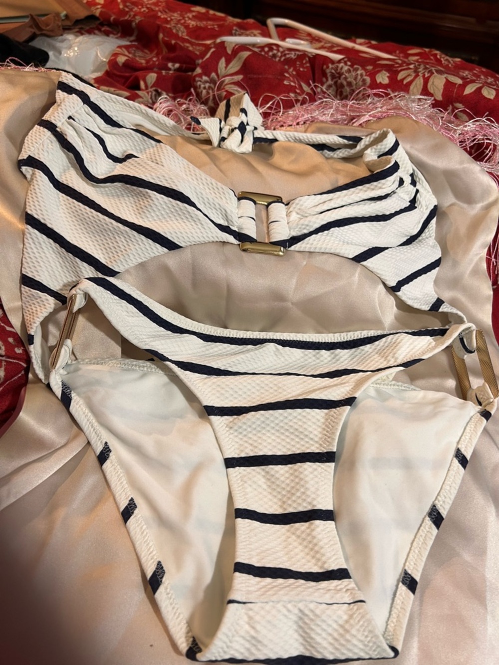 Heidi Klein Navy & White Striped Bikini Set